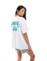 Pull&Bear – Oversize-T-Shirt in Weiß mit „Leisure Club“-Print