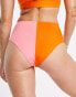 Monki colour block bikini briefs in pink and orange