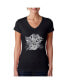 Women's Word Art V-Neck T-Shirt - Cat Face