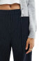 Pieces Tall wide leg tailored trousers in charcoal pinstripe