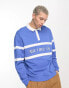 ASOS DESIGN oversized polo sweatshirt with text print in blue