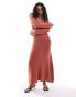 Nobody's Child A-line scoop back knitted midi dress in brown