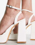 Glamorous Wide Fit platform heel sandals in white patent