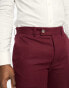 ASOS DESIGN slim linen mix suit trouser in burgundy