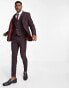 ASOS DESIGN wedding super skinny suit jacket in burgundy tartan