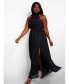 Women's Plus Size Elise Chiffon Halter Maxi A Line Dress W. Slit