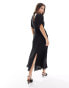 ASOS DESIGN asymmetric hem midi dress in black