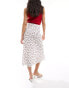 Wednesday's Girl midi slip skirt in white strawberry