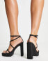 Topshop Wide Fit Spencer strippy platform sandal in black glitter