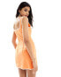 SNDYS linen mix contrast piping cut out detail mini dress in orange