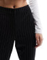 4th & Reckless high waisted split leg flared trousers in black pinstripe