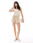 Vero Moda button through crochet cami top with tie straps in cream