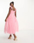 Anaya Bridesmaid babydoll midaxi dress in candy pink