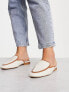 ASOS DESIGN Wide Fit Main-Street flat mules in natural fabrication