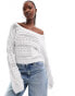 Hollister open stitch cropped jumper in white