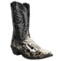 Laredo Monty Snake Print Pointed Toe Cowboy Mens Black Casual Boots 68067