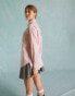 Miss Selfridge oversized poplin shirt in pink stripe