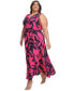 Plus Size Printed Fit & Flare Maxi Dress