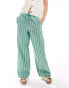 Mango straight leg stripe trousers in green and blue