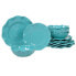 Perlette Teal Melamine 12-Pc. Dinnerware Set