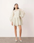 ASOS EDITION floral cutwork embroidered organza mini dress in sage green