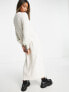 Only knitted v neck maxi dress in cream