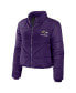 Women's Purple Baltimore Ravens Cropped Puffer Full-Zip Jacket