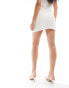 ASOS DESIGN linen blend fitted trim detail mini skirt in ivory co ord