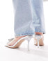 Simmi London Wide Fit Ashleigh clear mid heeled mules with embellished bow in silver