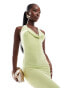 ASOS DESIGN plunge cowl maxi dress with strappy back in lime green