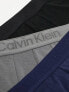 Calvin Klein CK Black 3-pack low rise trunks in navy, charcoal and black