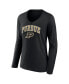 Women's Black Purdue Boilermakers Evergreen Campus Long Sleeve V-Neck T-shirt