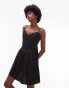 Topshop strappy pleated mini sundress in black