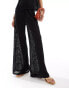 Vero Moda pull on sheer textured trouser co-ord in black