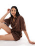 Esmee beach oversized beach playsuit in brown