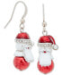 Silver-Tone Pavé & Imitation Pearl Santa Drop Earrings, Created for Macy's