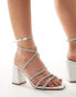 Be Mine Wide Fit Bridal Natasha embellished strap block heel sandals in ivory