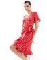 ONLY frill wrap mini dress in red ditsy floral