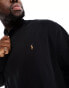 Polo Ralph Lauren Big & Tall icon logo double knit jacquard half zip sweatshirt in black