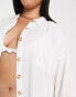 Influence plus size cheesecloth beach shirt in white