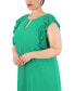 Plus Size Jewel-Neck Pleat-Sleeve Dress