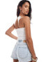 In The Style shirred bandeau top in white