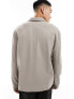 ASOS DESIGN long sleeved jersey shirt in brown rib