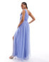 Anaya Bridesmaid tulle one shoulder maxi dress in soft blue