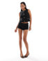 4th & Reckless boucle sleeveless vest with gold button detail in black