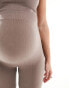 Mamalicious Maternity over the bump seamless ribbed legging co-ord in taupe