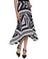 Women's Printed Pleated Pull-On Asymmetrical-Hem Midi Skirt