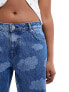 Dr Denim Hill low waist relaxed fit wide straight leg jeans in stream mid retro laser cloud wash