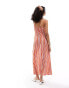 Mango stripe cami midi dress in pink and orange