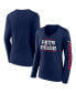 Women's Navy New England Patriots Hometown Sweep Long Sleeve V-Neck T-shirt